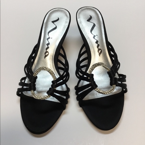 Nina Shoes - Trending Black with Rhinestones Heels.  Nina